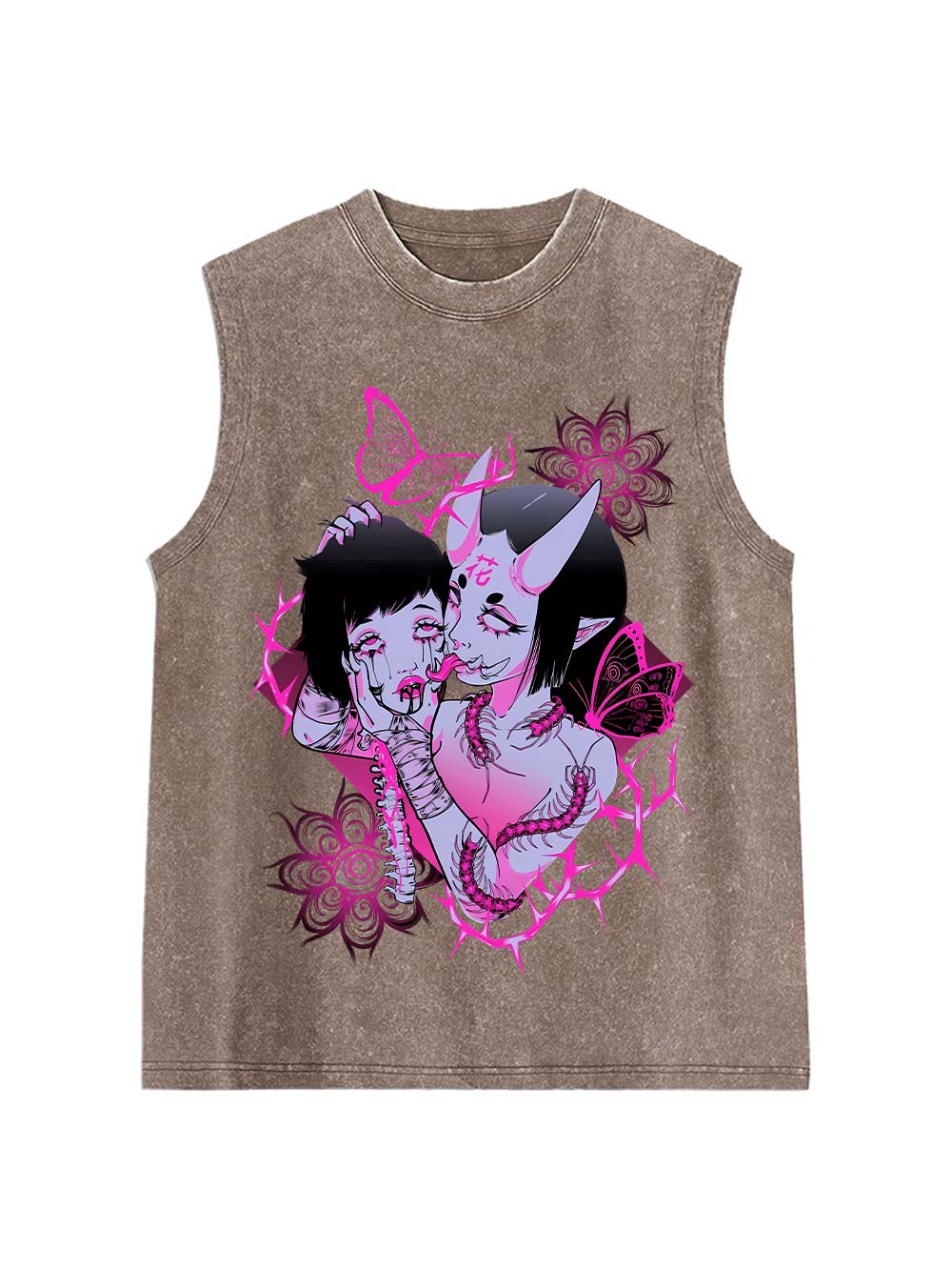 Young Girl Centipede Flower  Washed Tank Top