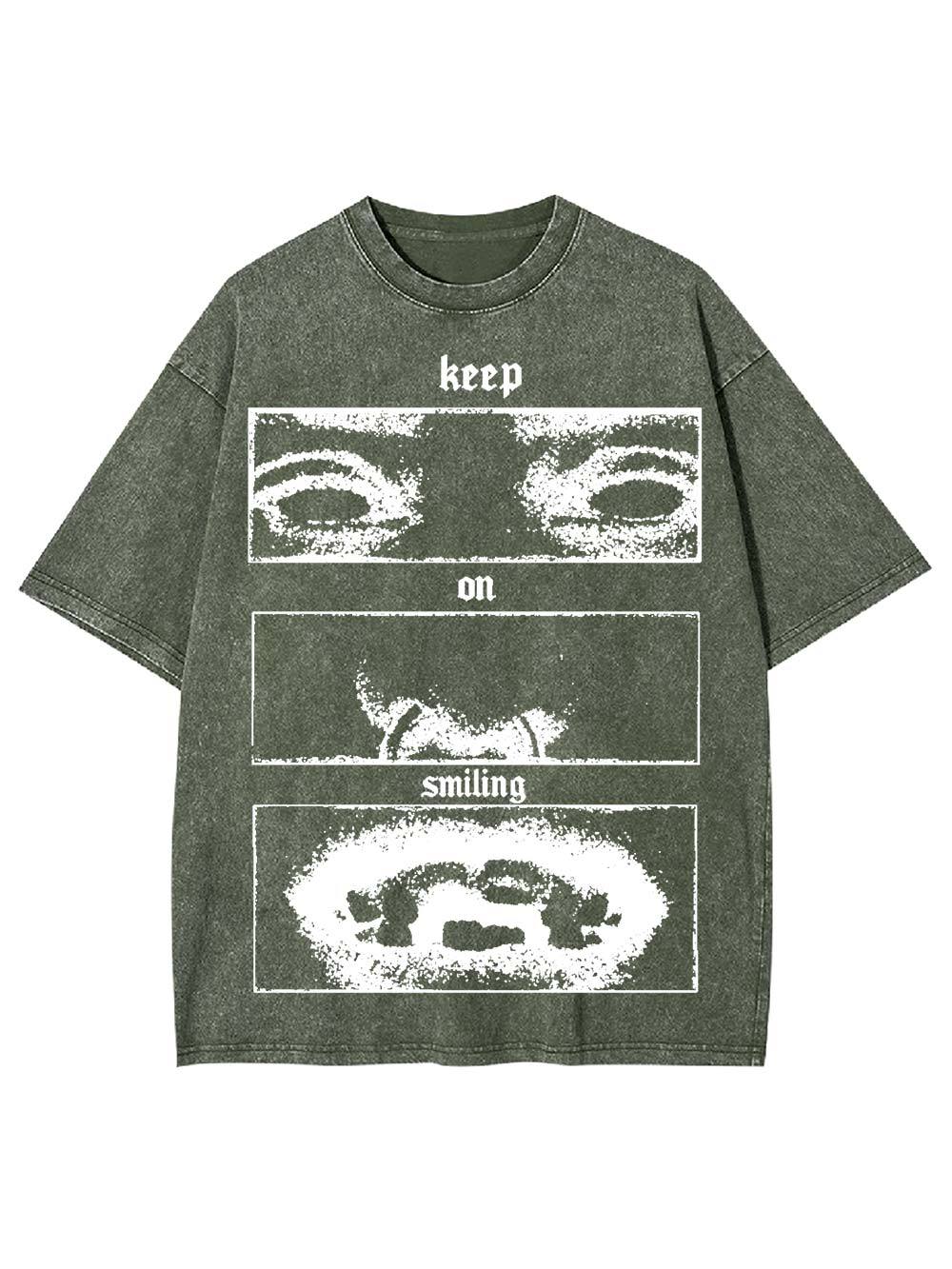 Kepp On Smiling Washed Tshirt-ClassyOutlaw Sale