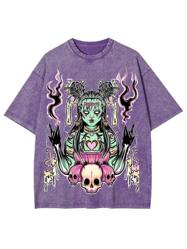 The Voodoo Witch In The Dark Night Washed Tshirt
