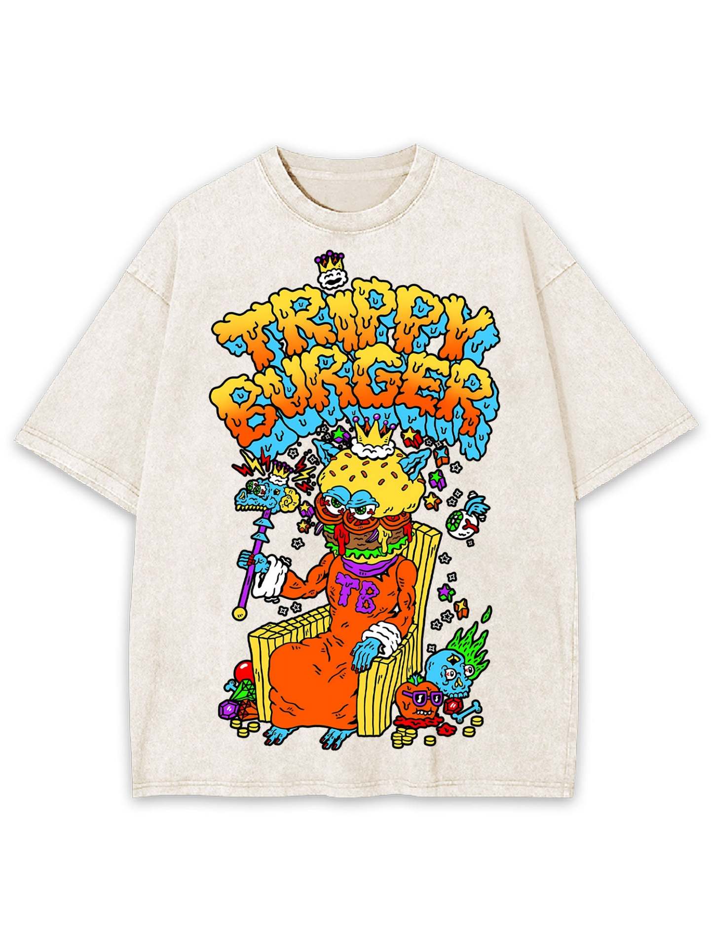 Trippy Burger Washed Tshirt