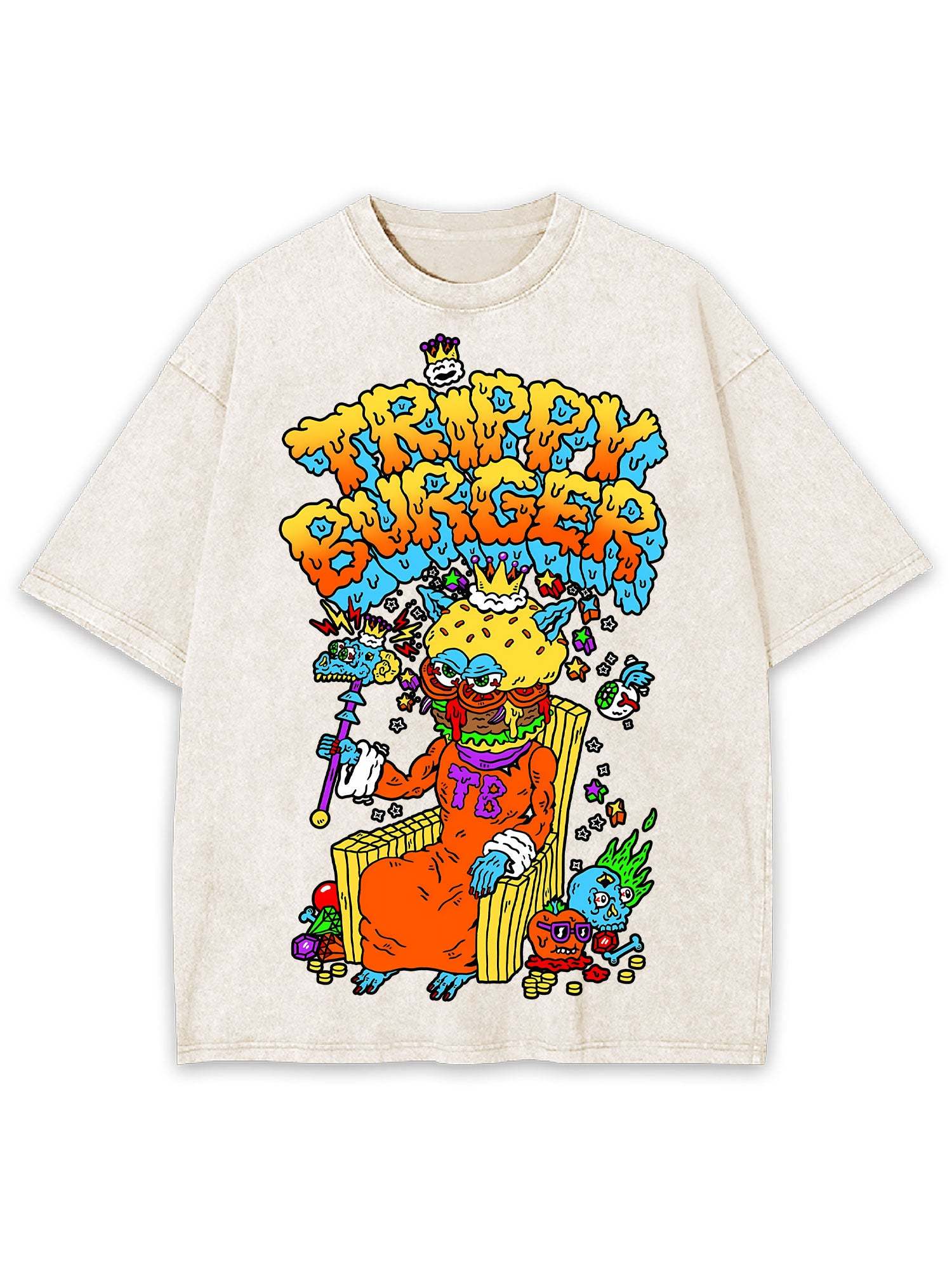 Trippy Burger Washed Tshirt