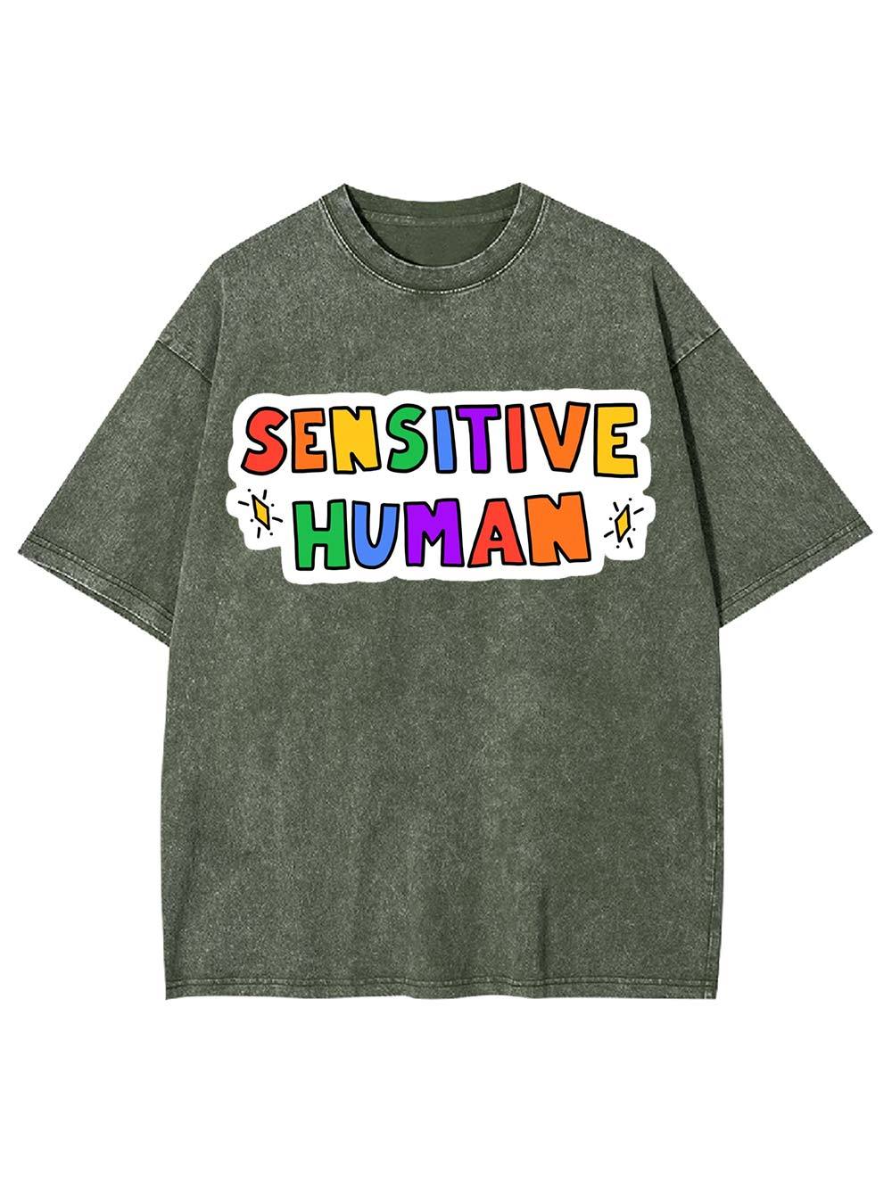 Sensitive Human Washed Tshirt-ClassyOutlaw Sale