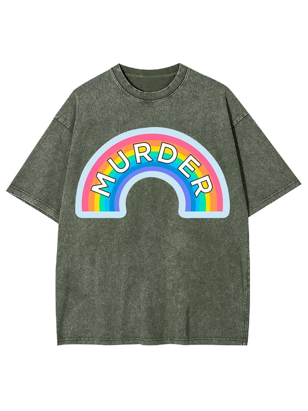 Murder Rainbow Washed Tshirt-ClassyOutlaw Sale