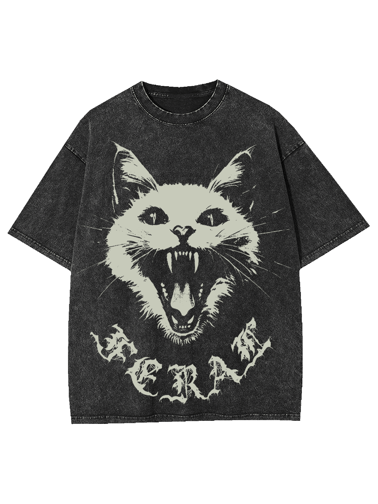 Feral White Cat Washed Tshirt
