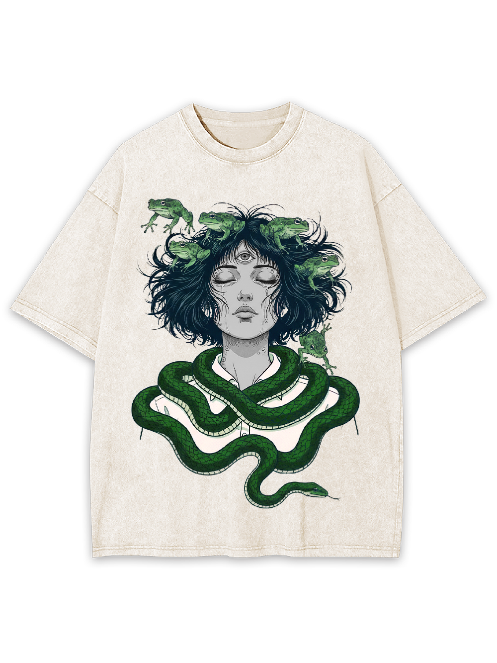 Serpent-Frog Girl Washed Tshirt