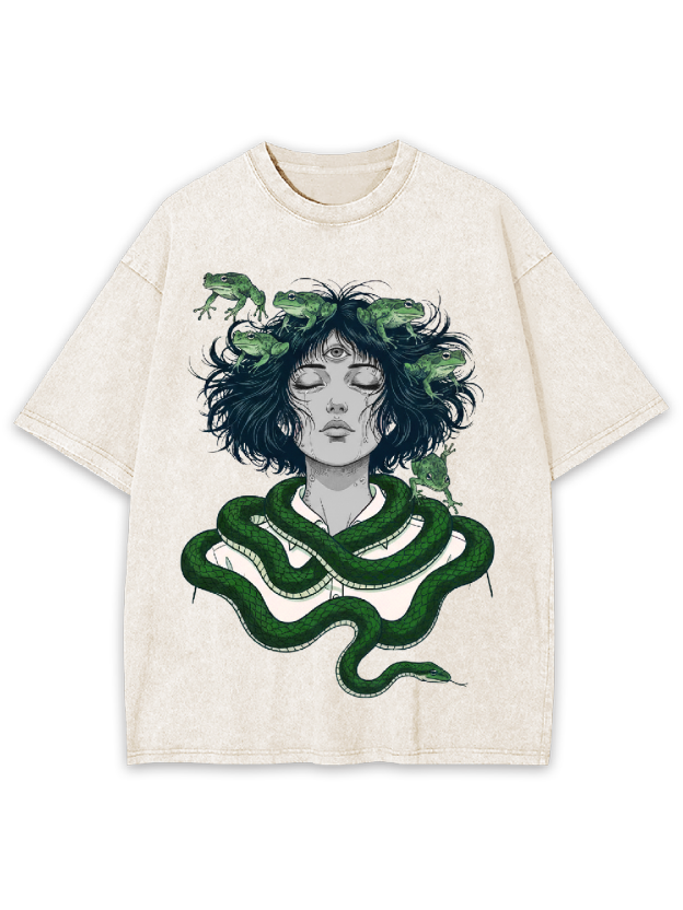Serpent-Frog Girl Washed Tshirt