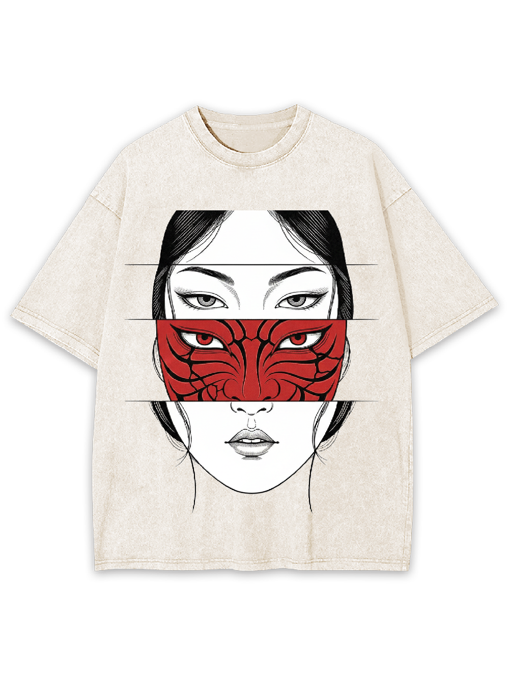 Crimson Mask Illusion Washed Tshirt