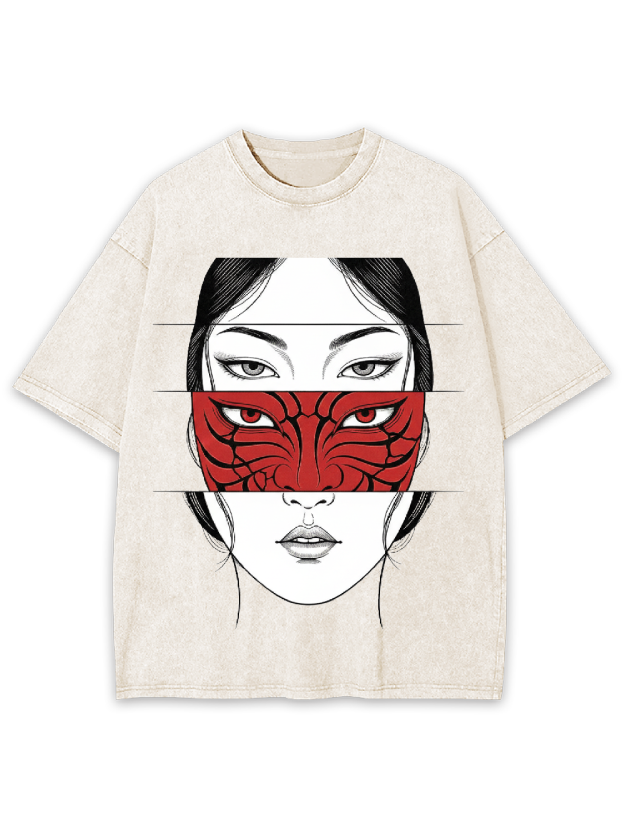 Crimson Mask Illusion Washed Tshirt