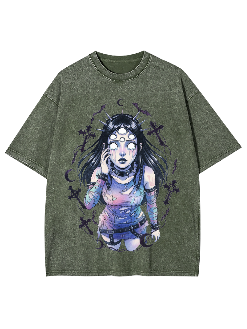 Multi-Eyed Punk Girl Washed Tshirt