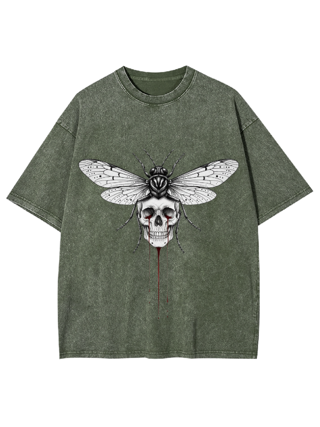 Skull Moth Washed Tshirt