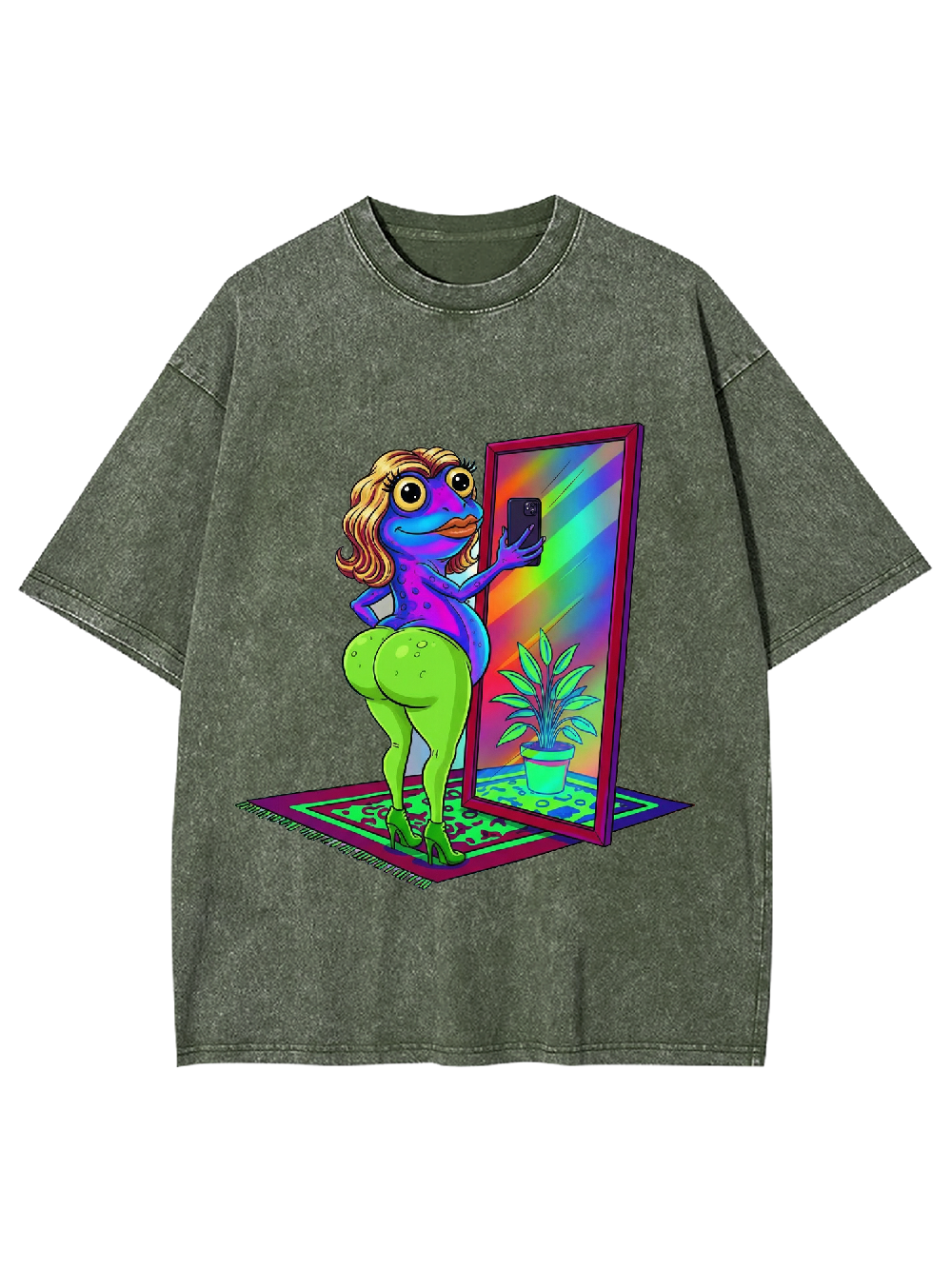 "Selfie Frog Diva Washed Tshirt