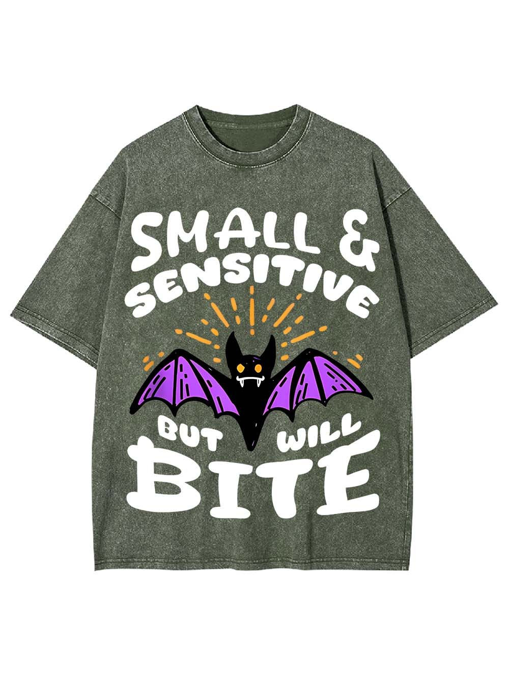 Small & Sensitive But Will Bite Washed Tshirt