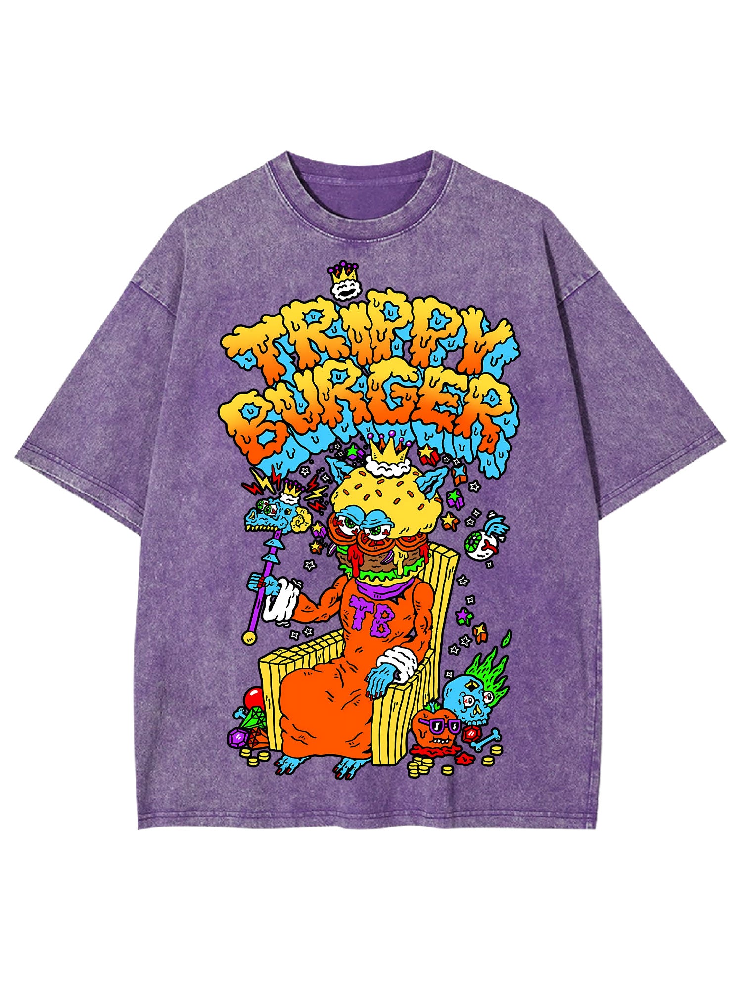 Trippy Burger Washed Tshirt