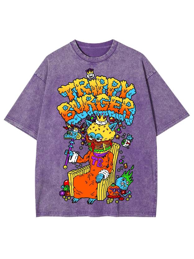 Trippy Burger Washed Tshirt