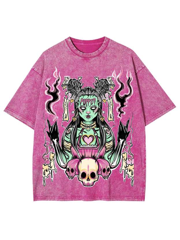 The Voodoo Witch In The Dark Night Washed Tshirt