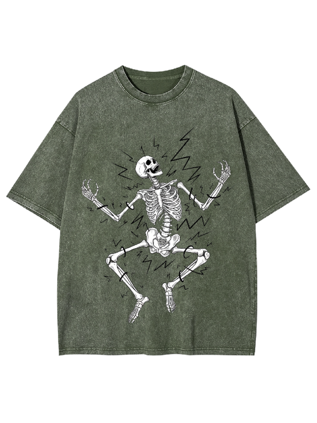 Electric Shock Skeleton Washed Tshirt
