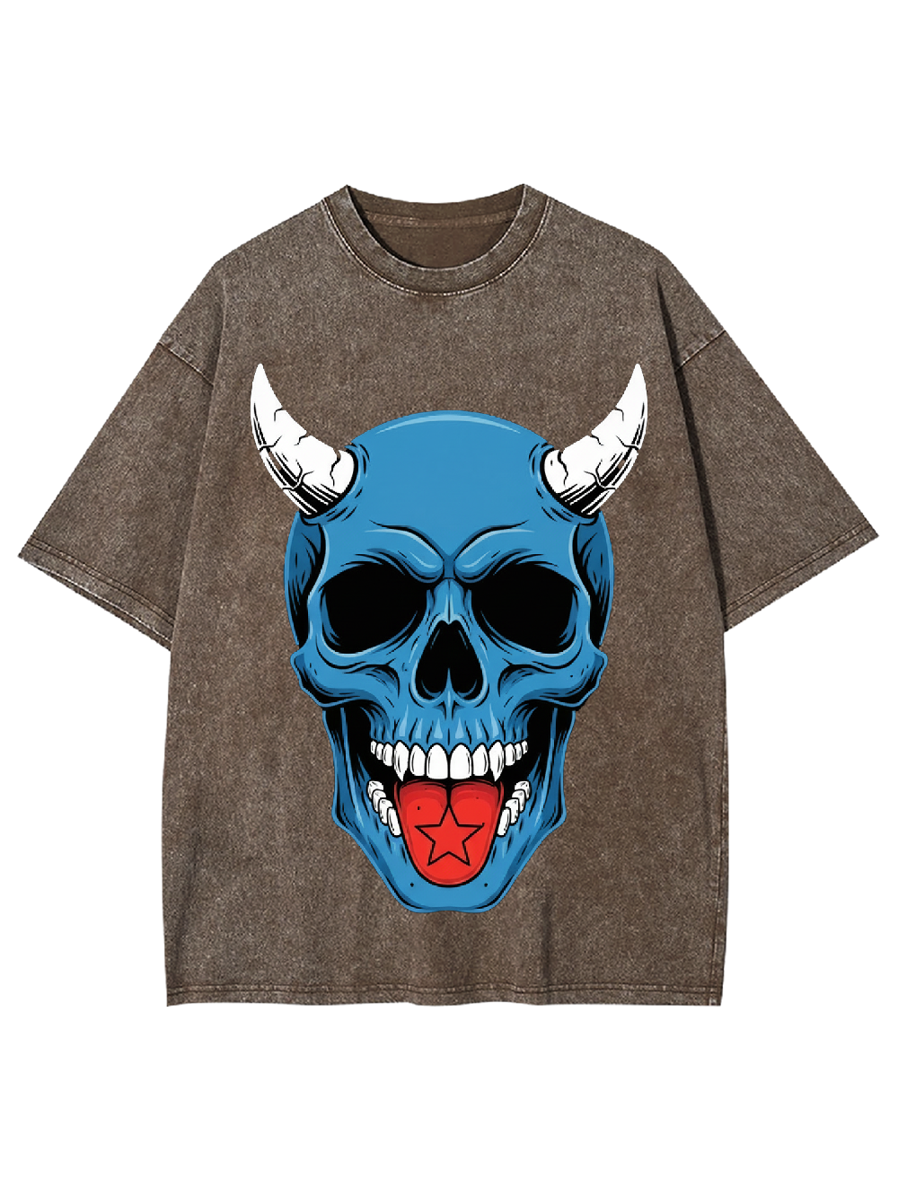Devil Blue Skull Washed Tshirt