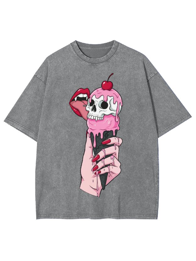 Skull Ice Cream Washed Tshirt
