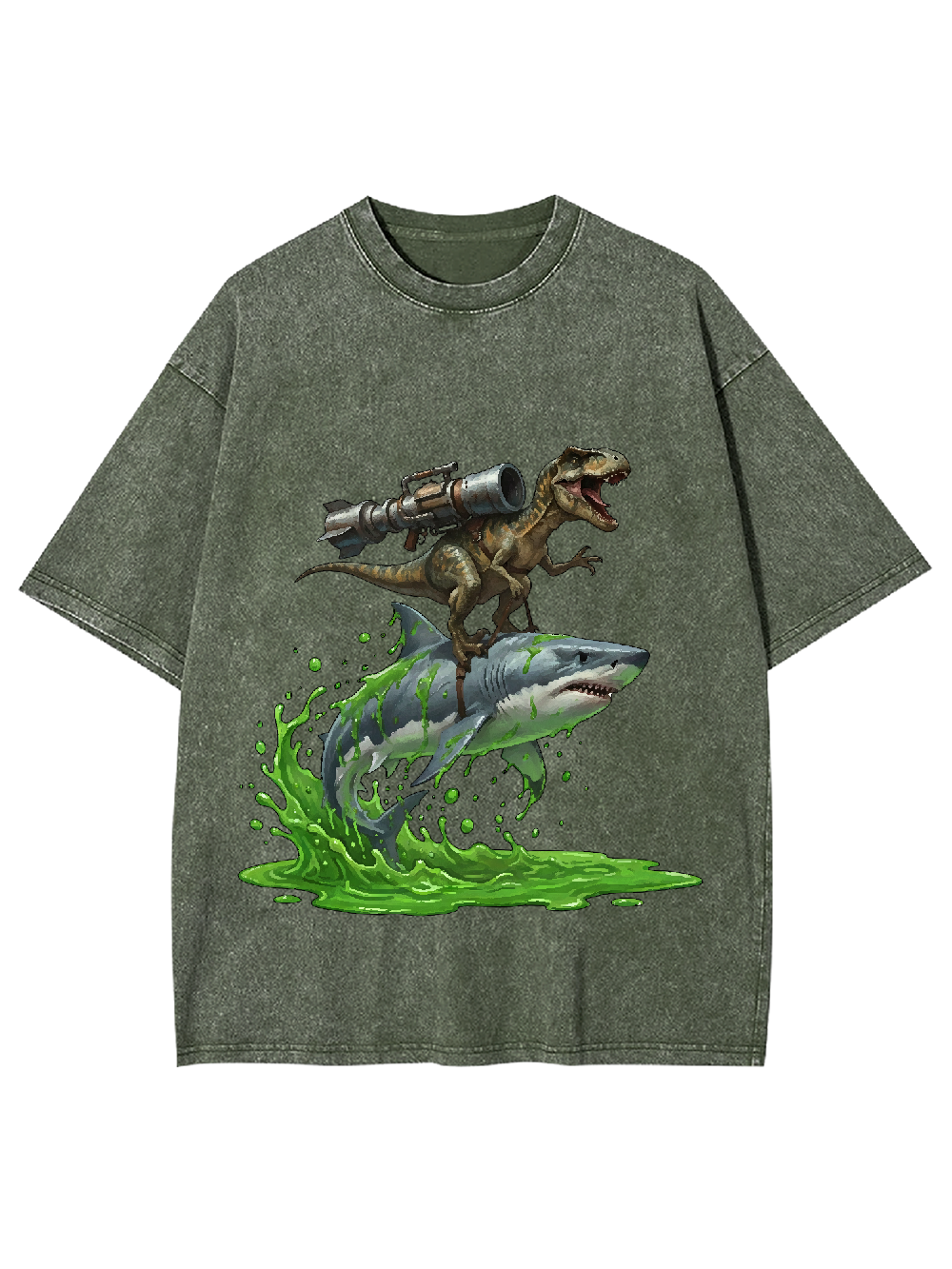 Shark-Riding T-Rex Washed Tshirt