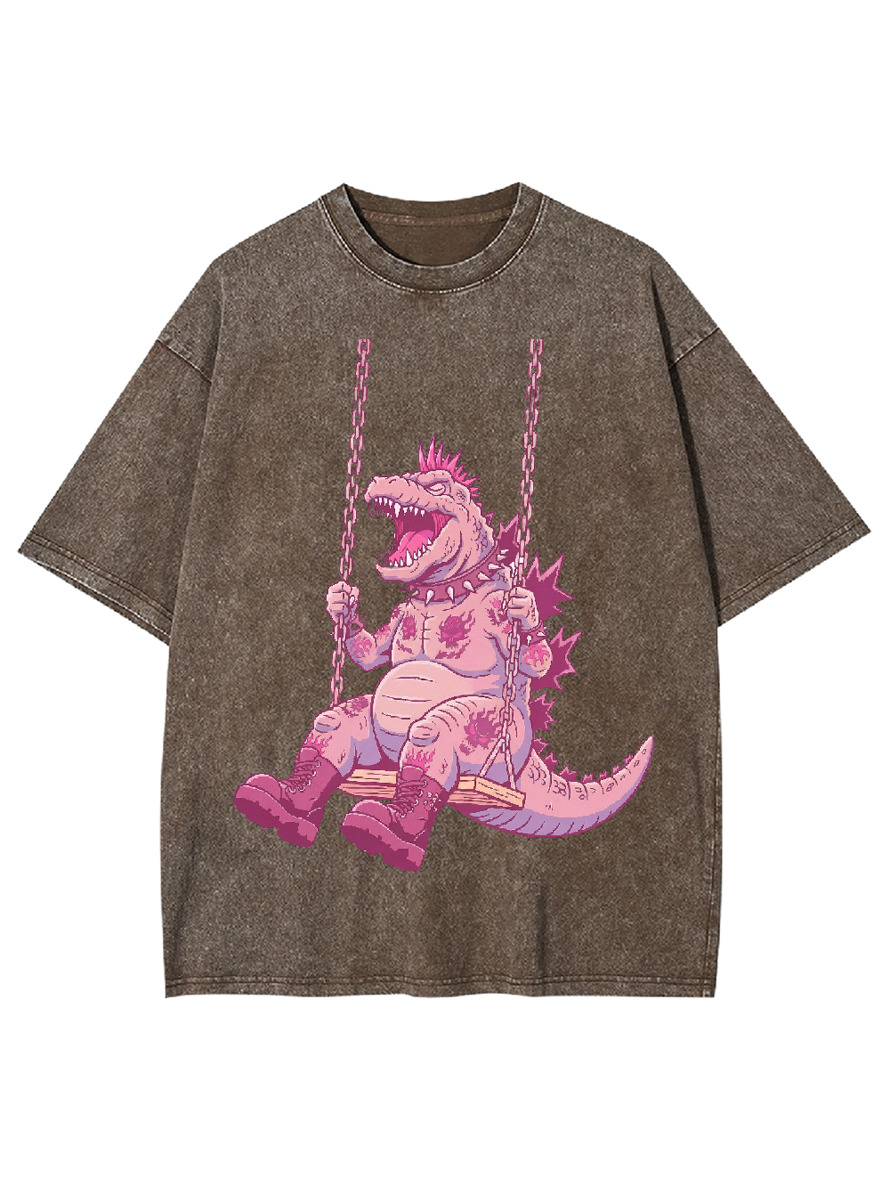 Swinging Pink Dino Washed Tshirt