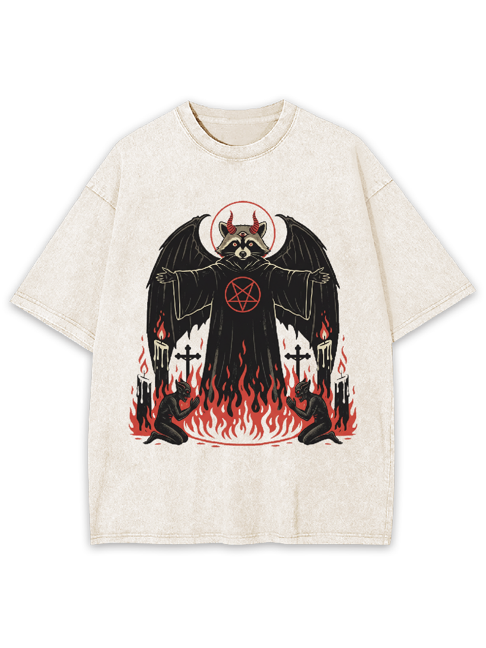Infernal Raccoon Washed Tshirt-ClassyOutlaw Sale