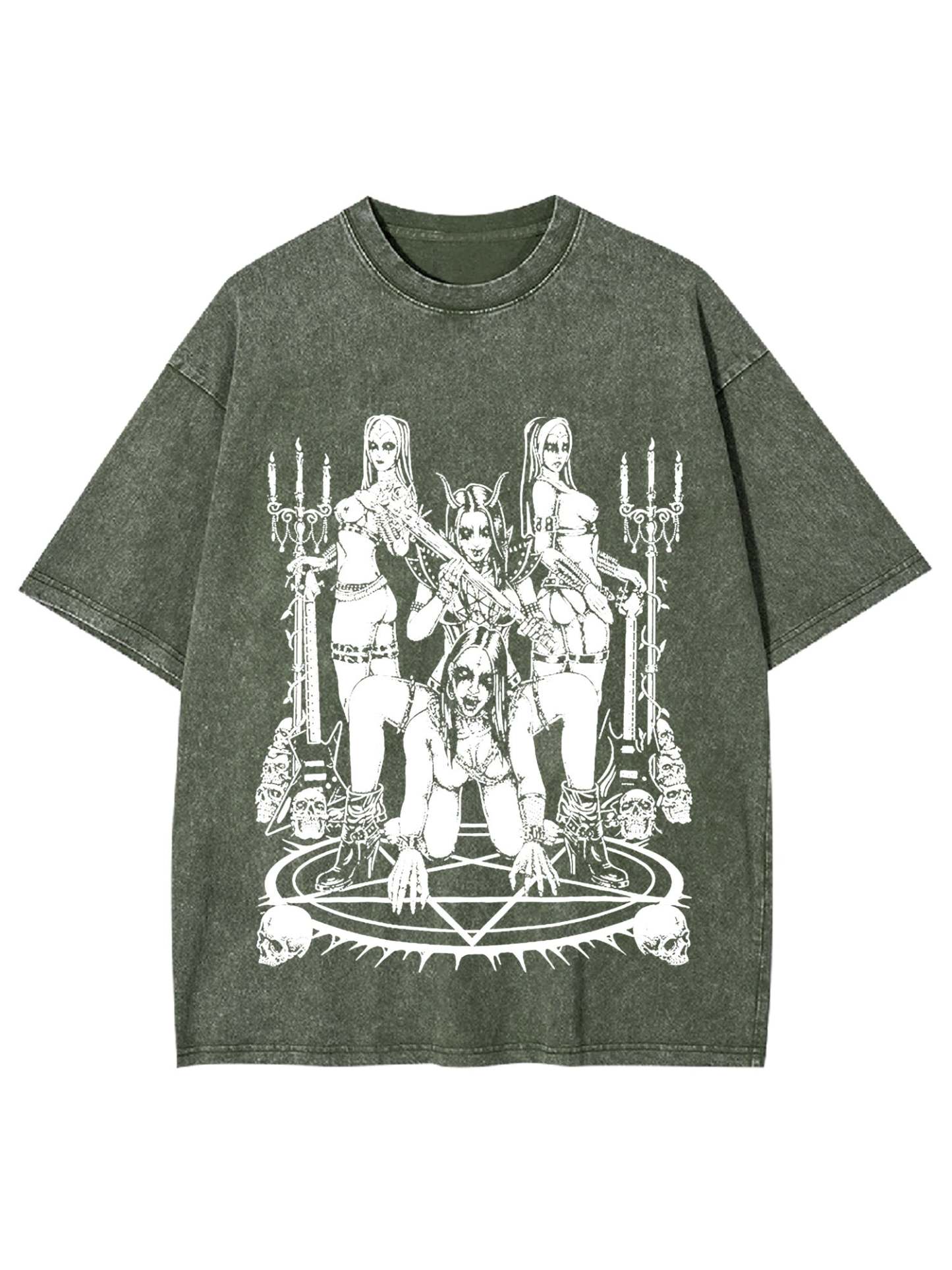 Dark Ritualistic Figures Washed Tshirt