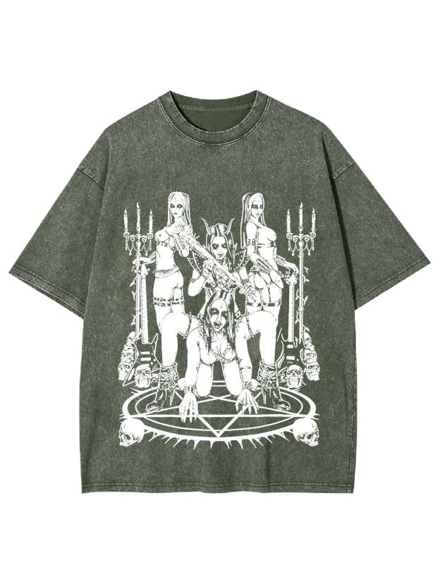 Dark Ritualistic Figures Washed Tshirt