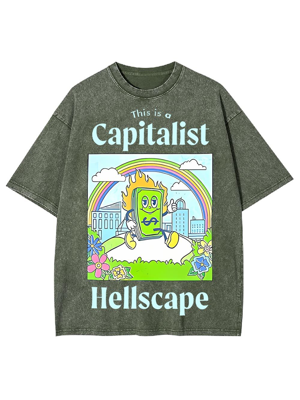 This Is A Capitalist Hellscape Washed Tshirt