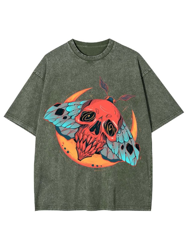 Skull Moth Eclipse Washed Tshirt