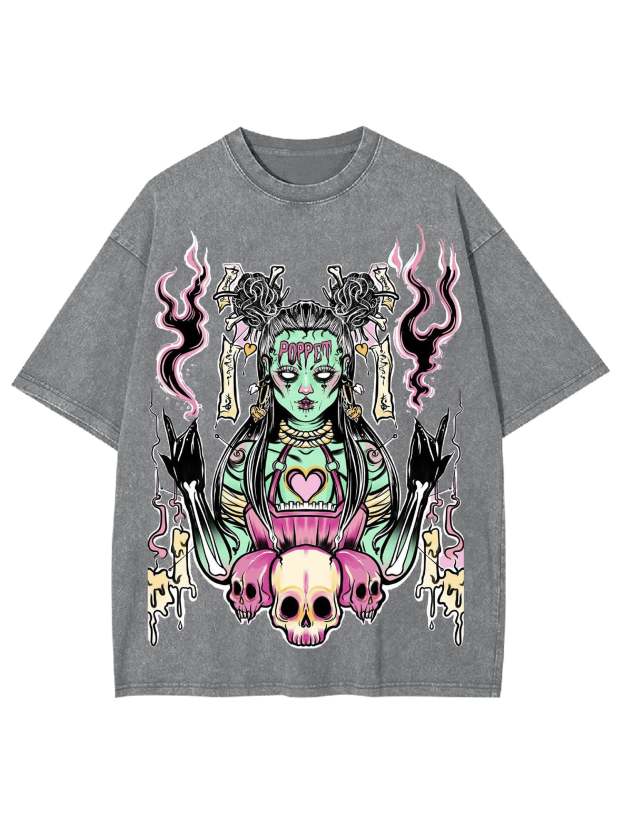 The Voodoo Witch In The Dark Night Washed Tshirt
