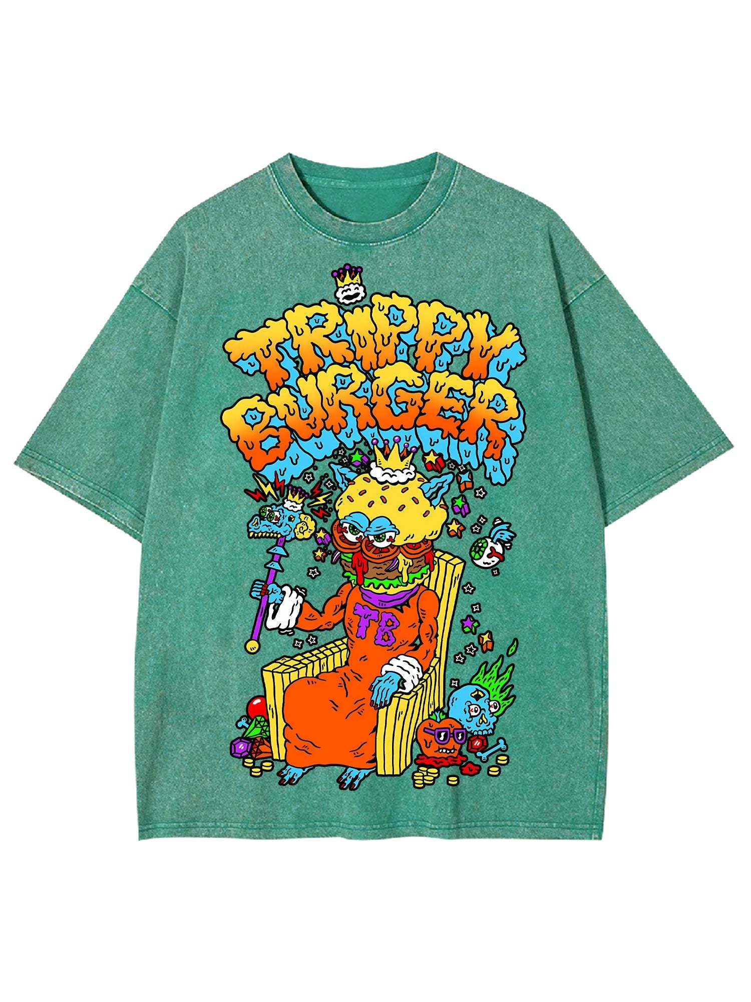 Trippy Burger Washed Tshirt