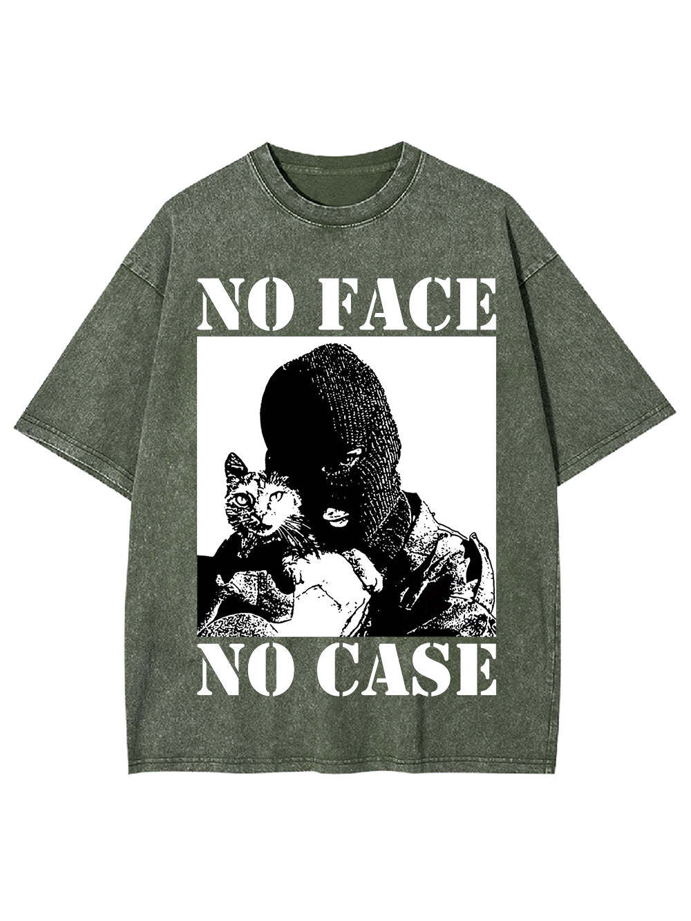 No Face No Case Washed Tshirt-ClassyOutlaw Sale