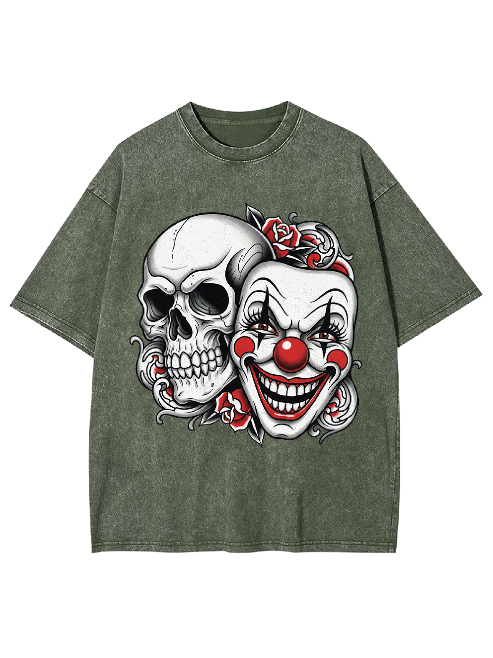 Clown and Skull Washed Tshirt