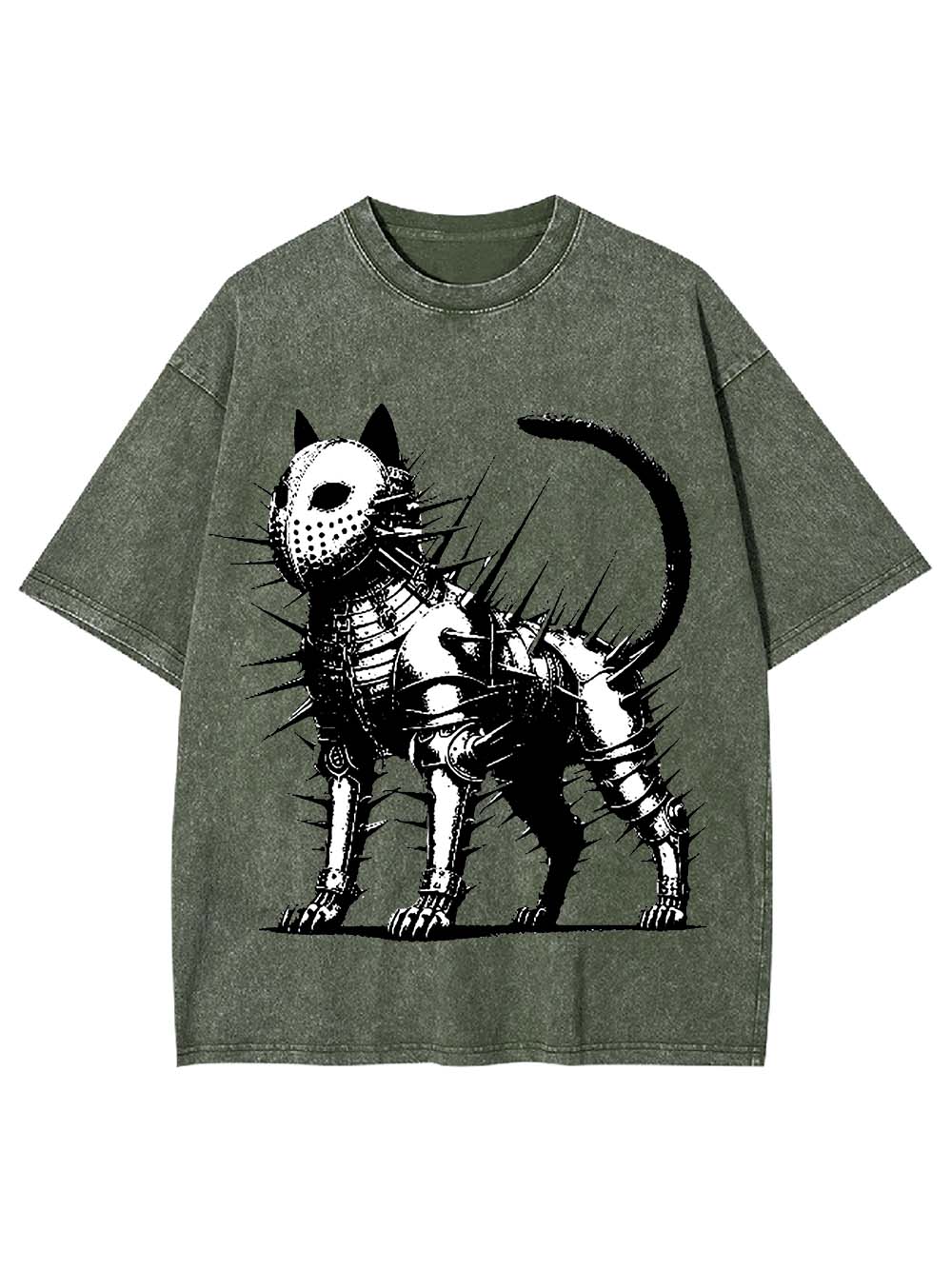 Armored Spiked Cat Washed Tshirt