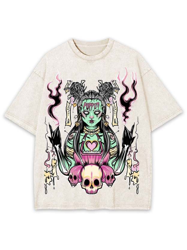 The Voodoo Witch In The Dark Night Washed Tshirt