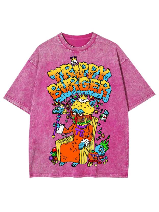 Trippy Burger Washed Tshirt