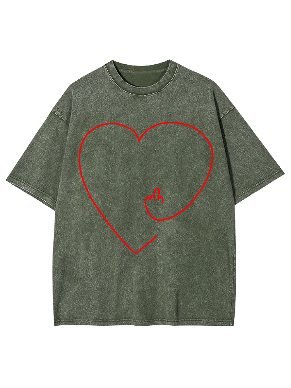 Middle Finger Heart Washed Tshirt