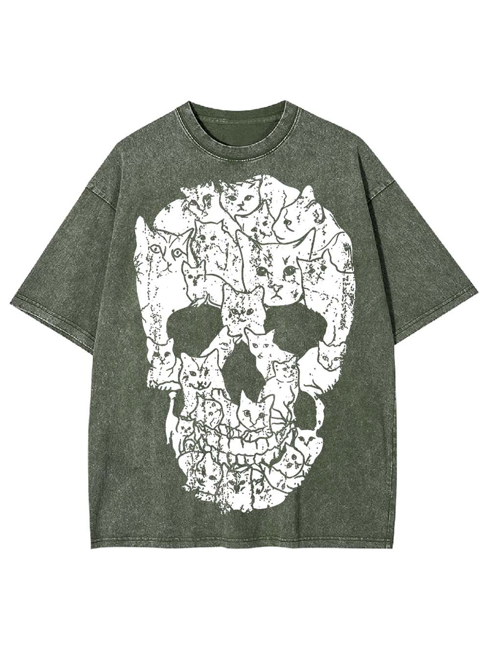 Cats Of The Skull Washed Tshirt
