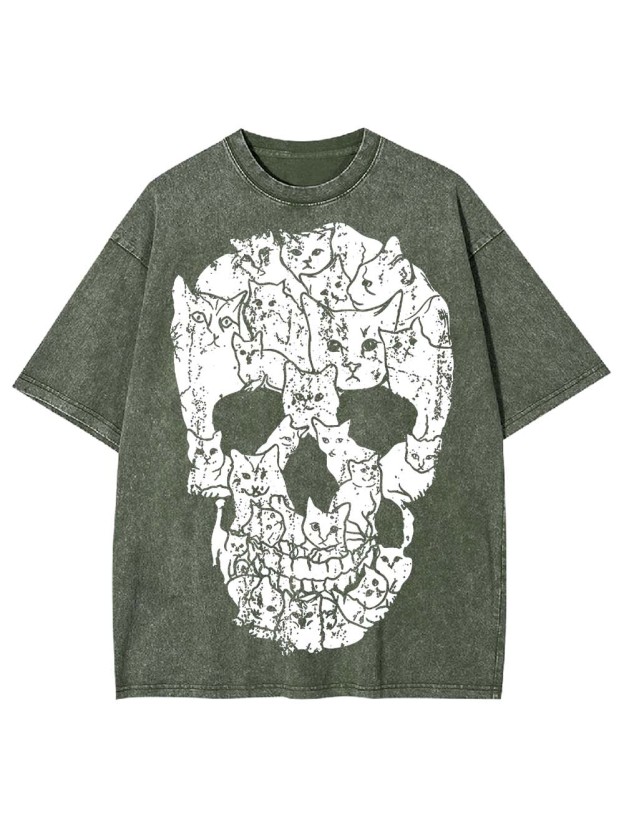 Cats Of The Skull Washed Tshirt