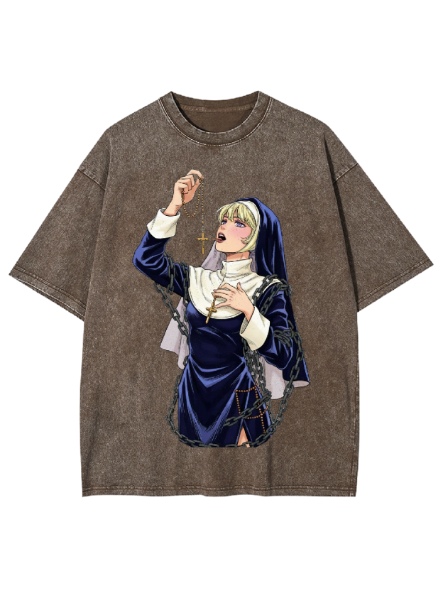 Licking Manga Nun Washed Tshirt