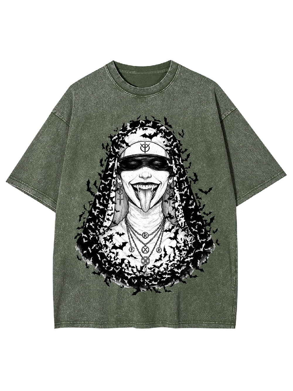 Bat Goth Nun Washed Tshirt