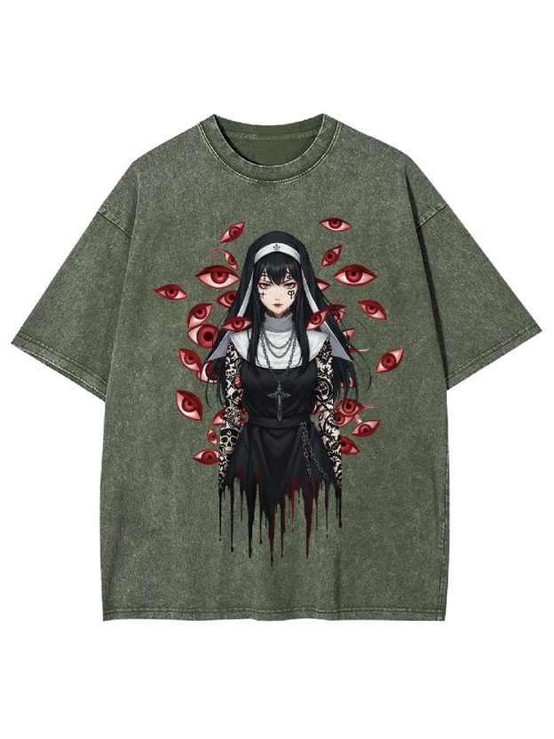 Multi-Eyed Nun Washed Tshirt