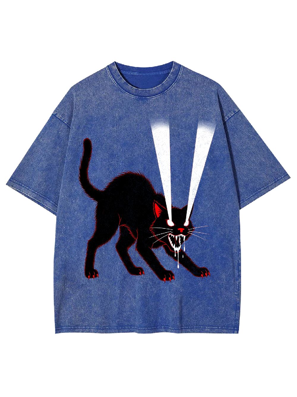 Glowing-Eyed Cat Washed Tshirt
