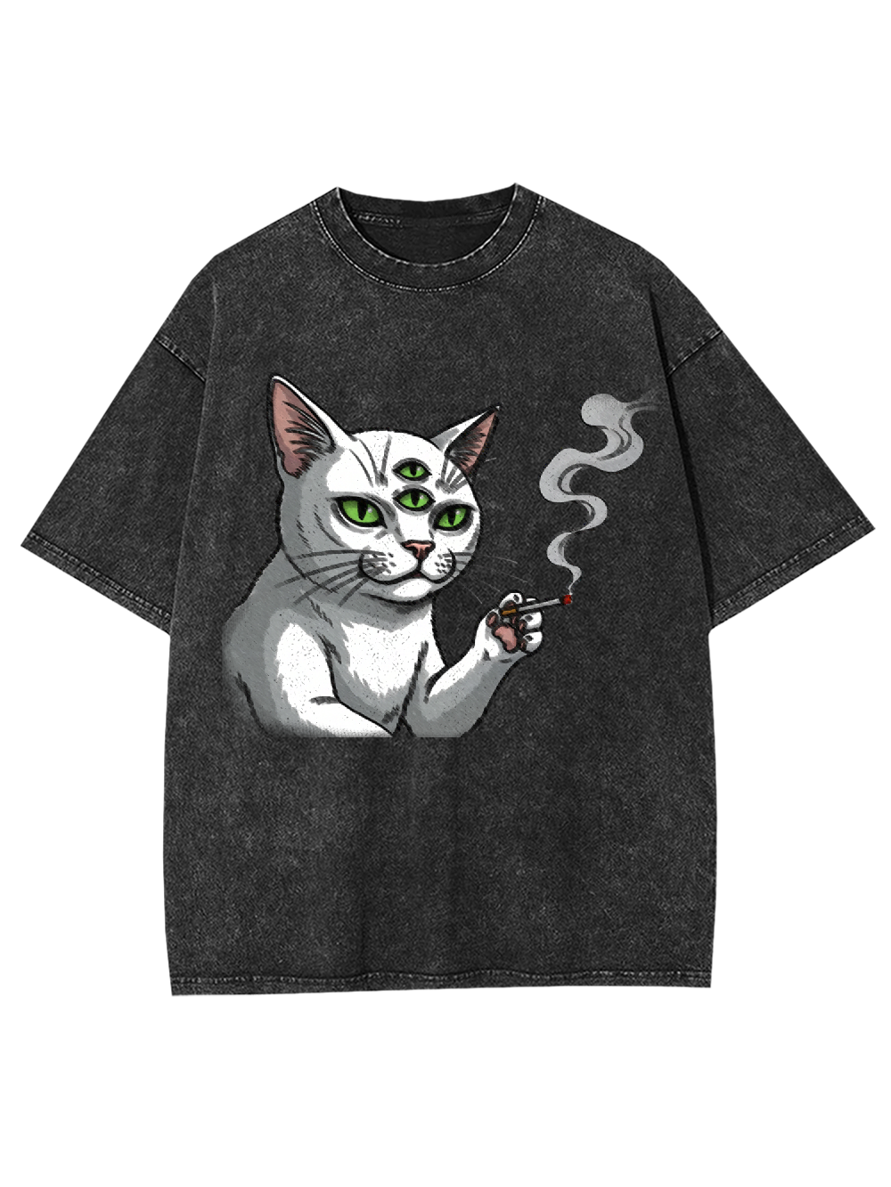 The Unruly Smoking Cat Washed Tshirt