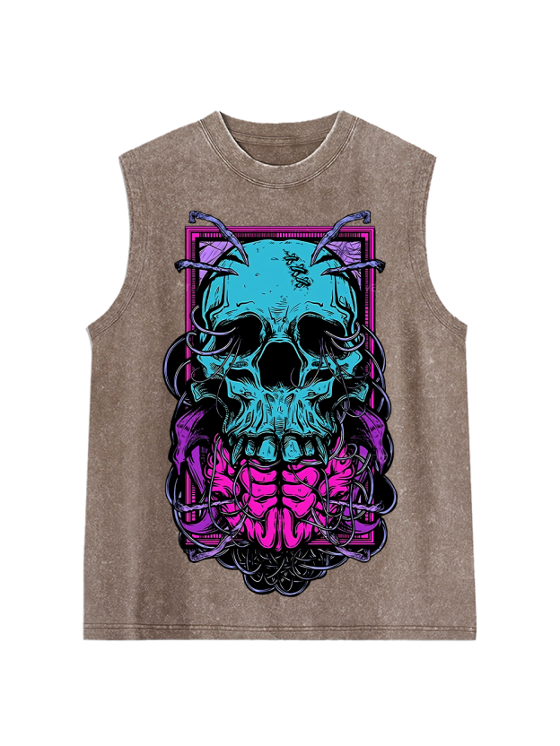 Cyber Skull Washed Tank Top