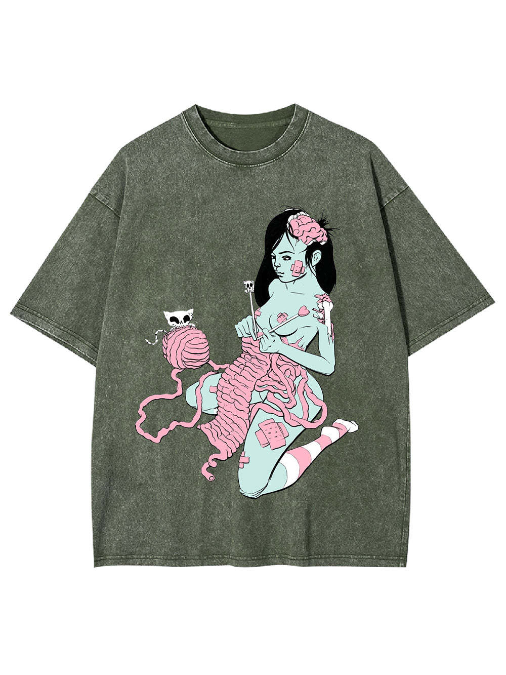 Knitting The Unraveled Self Washed Tshirt-ClassyOutlaw Sale