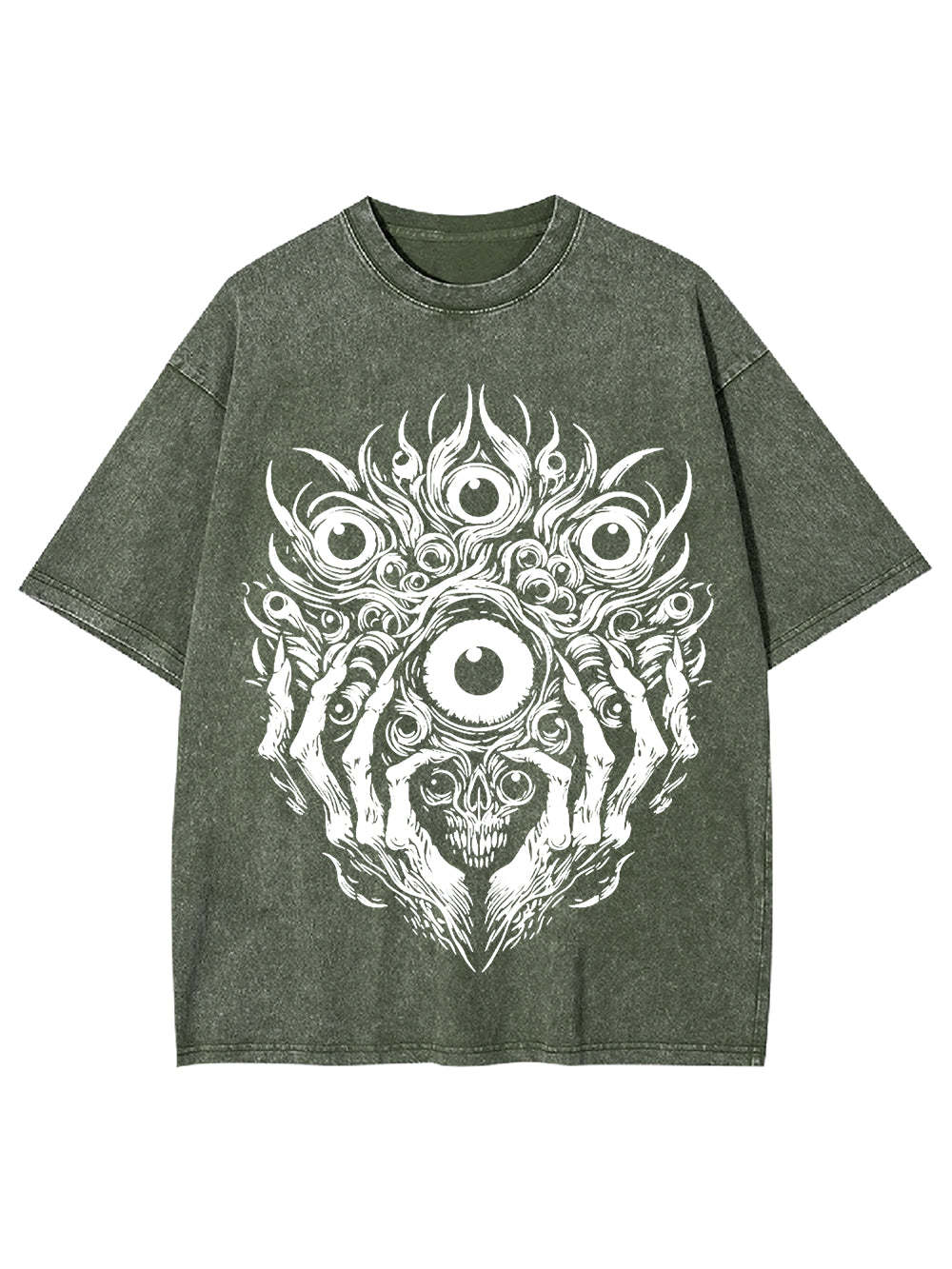 Skull Of Many Eyes Washed Tshirt