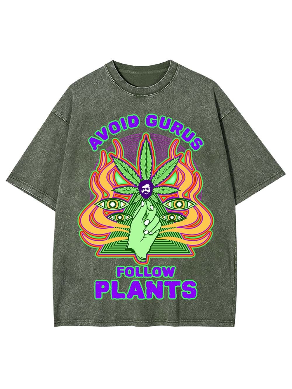 Avoid Gurus Follow Plants Washed Tshirt