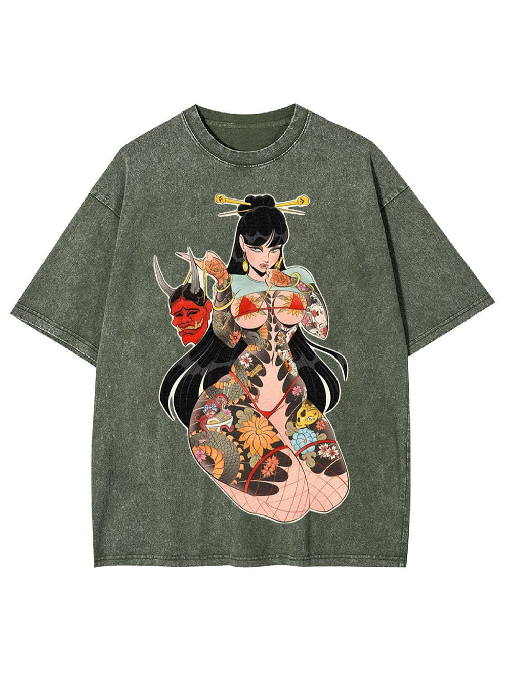 Tattooed Mystique Washed Tshirt-ClassyOutlaw Sale