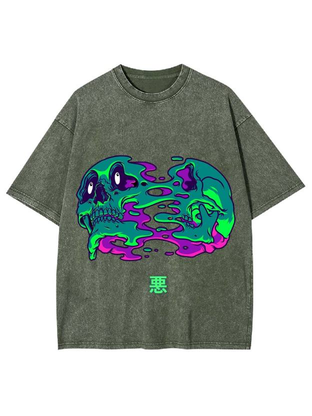 Evil And Skull Washed Tshirt